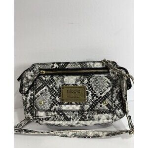 Nicole by Nicole Miller Faux-Snakeskin White/Black Purse Adjustable Crossbody